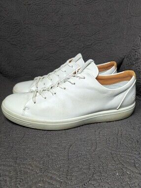 ECCO Soft 7 Black White Leather Lace Up Casual Sneaker Men's Shoe Size 10-10.5